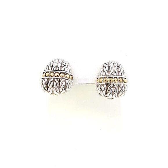 John Hardy Estate Earrings Sterling Silver 18k Y Gold JH72 - Picture 1 of 10
